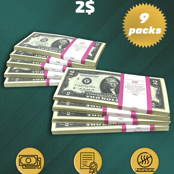 1 US Dollars prop money stack two-sided nine packs