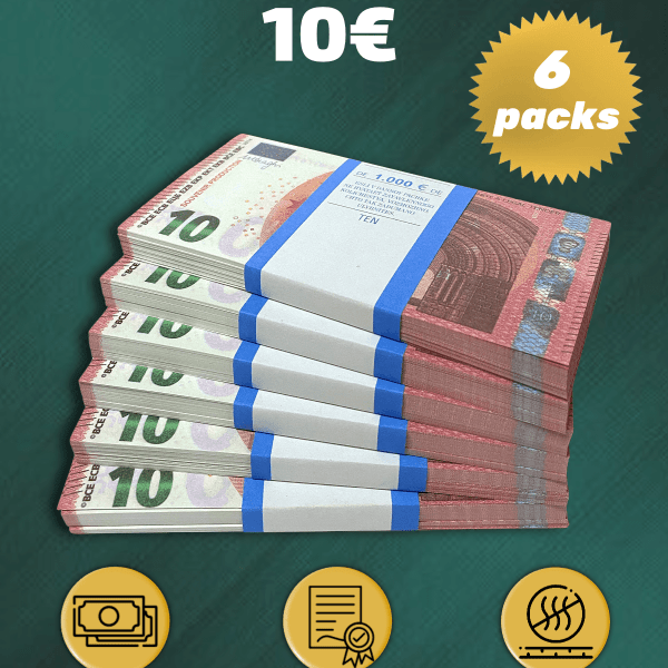 10 Euro prop money stack two-sided six packs