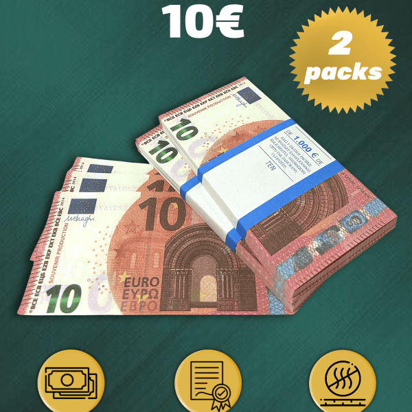 10 Euro prop money stack two-sided two packs