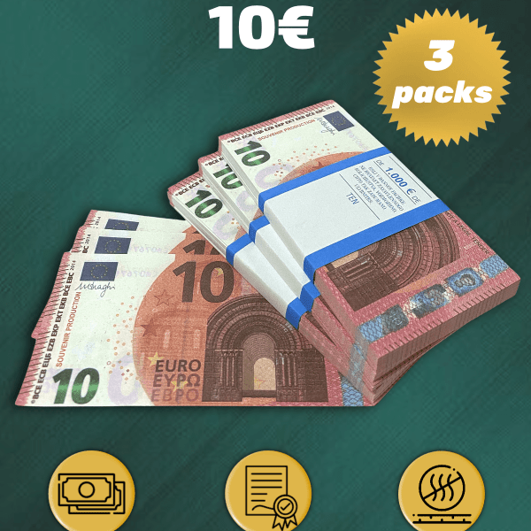 10 Euro prop money stack two-sided three packs