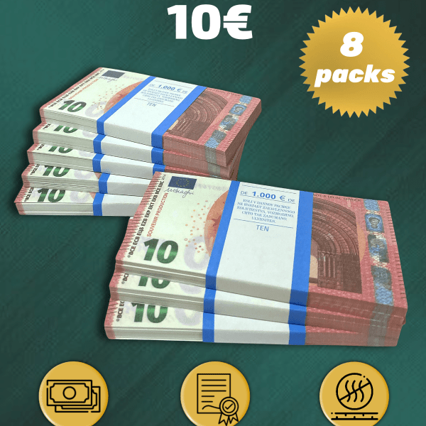 10 Euro prop money stack two-sided eight packs