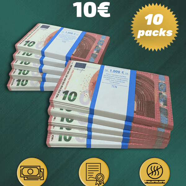 10 Euro prop money stack two-sided ten packs