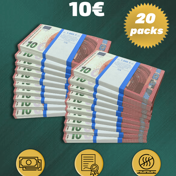 10 Euro prop money stack two-sided twenty packs