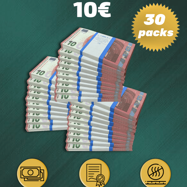 10 Euro prop money stack two-sided thirty packs