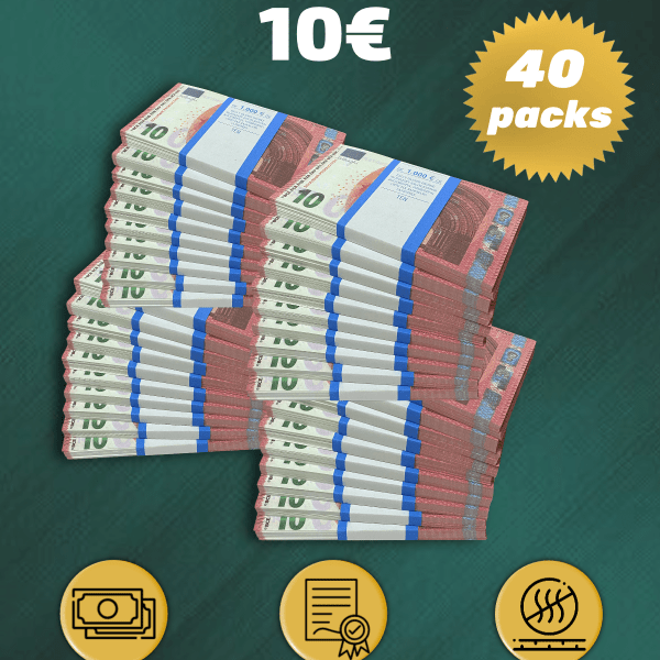 10 Euro prop money stack two-sided forty packs