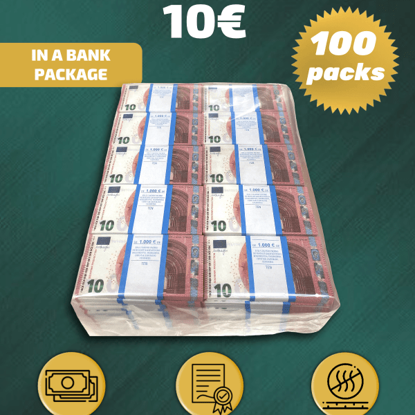 10 Euro prop money stack two-sided one hundred packs