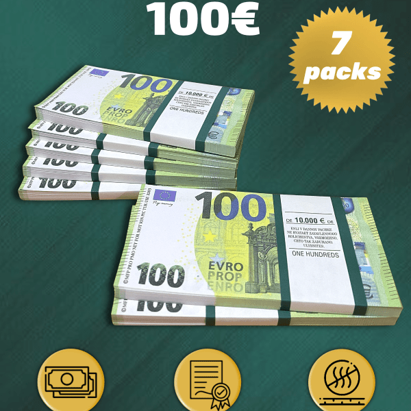 100 Euro prop money stack two-sided seven packs