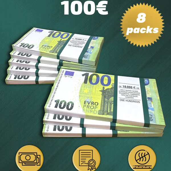 100 Euro prop money stack two-sided eight packs