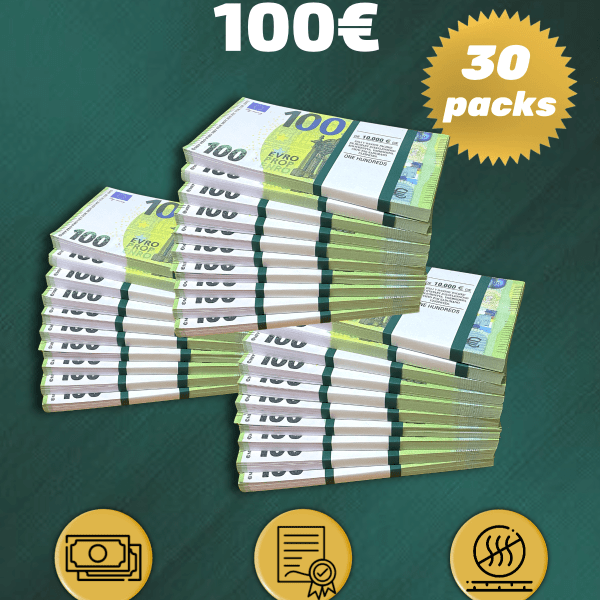 100 Euro prop money stack two-sided thirty packs