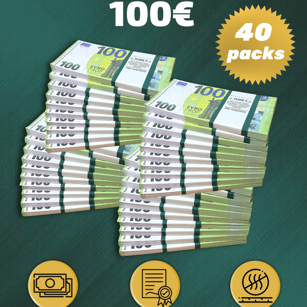 100 Euro prop money stack two-sided forty packs