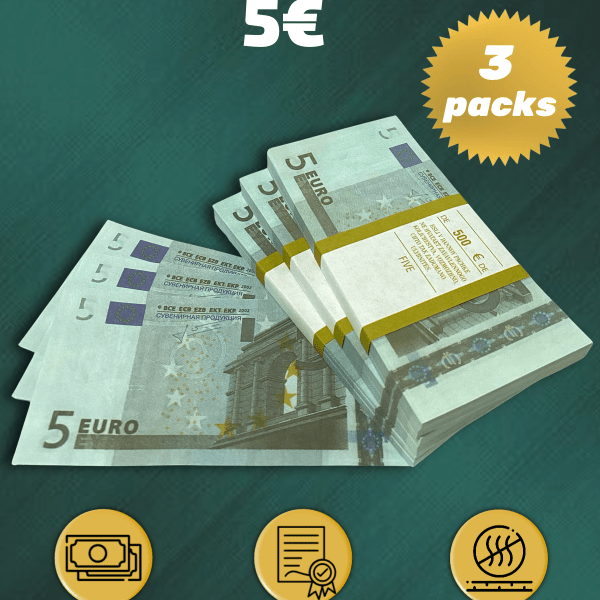 5 Euro prop money stack two-sided three packs