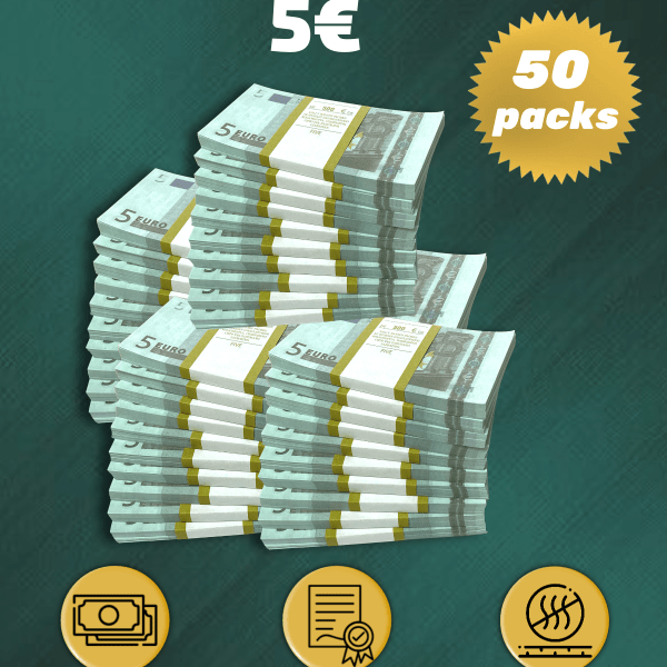 5 Euro prop money stack two-sided fifty packs