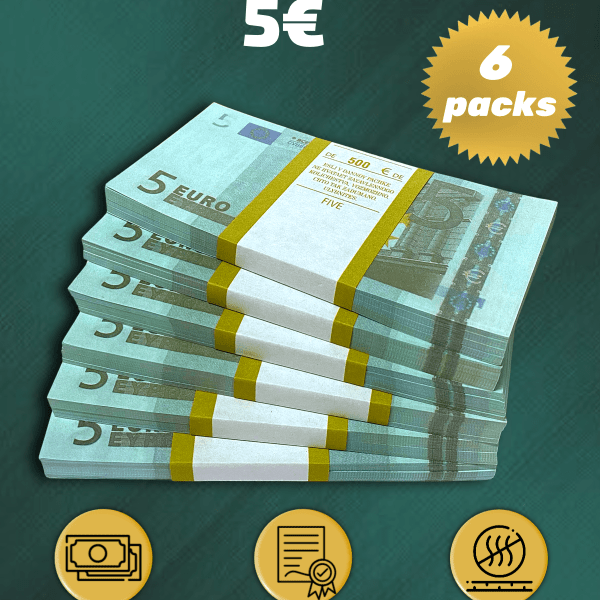 5 Euro prop money stack two-sided six packs