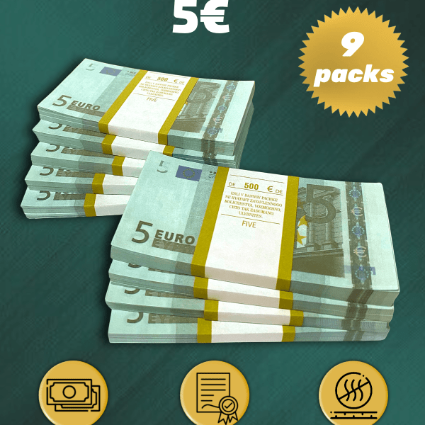 5 Euro prop money stack two-sided nine packs