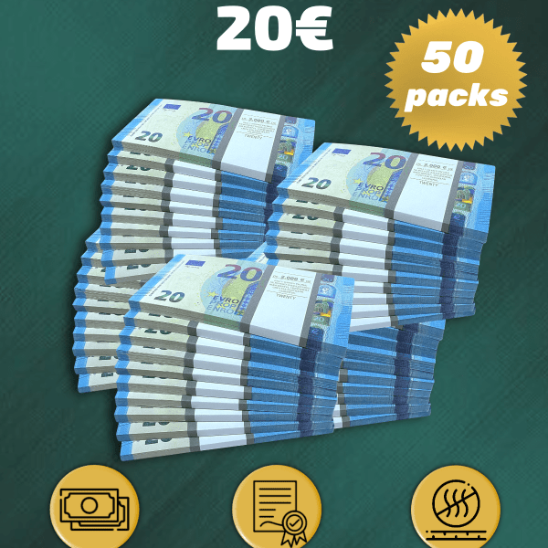 20 Euro prop money stack two-sided fifty packs