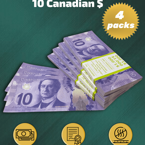 10 Canadian Dollars prop money stack two-sided for packs