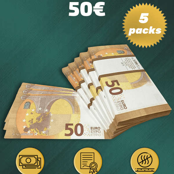 50 Euro prop money stack two-sided five packs