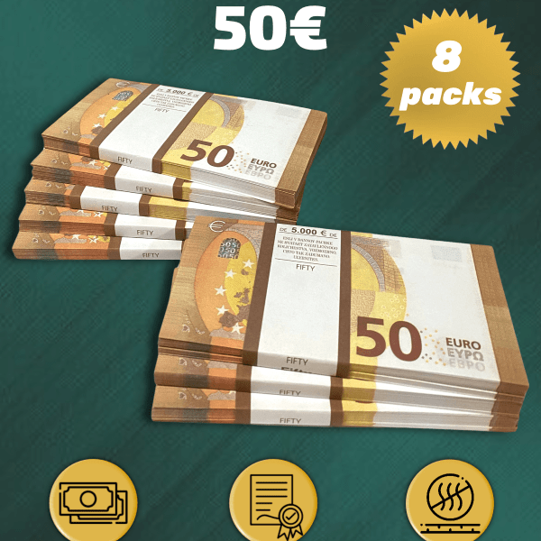 50 Euro prop money stack two-sided eight packs