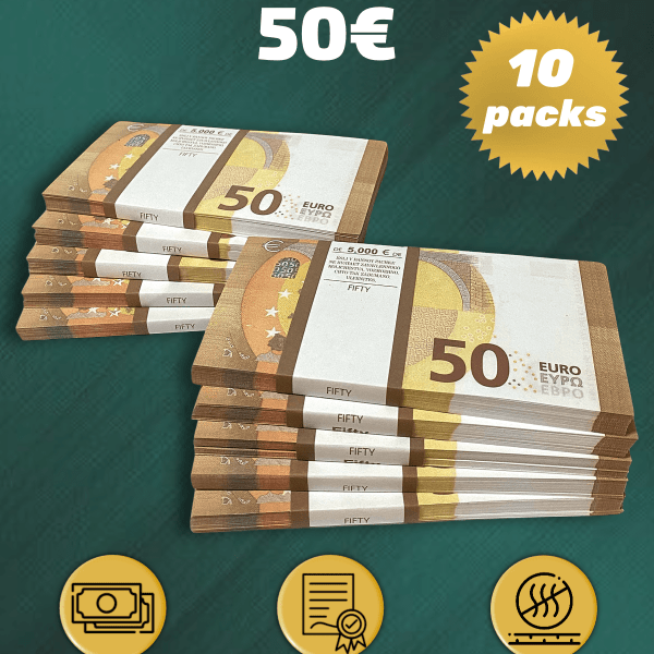 50 Euro prop money stack two-sided ten packs