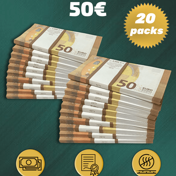 50 Euro prop money stack two-sided twenty packs
