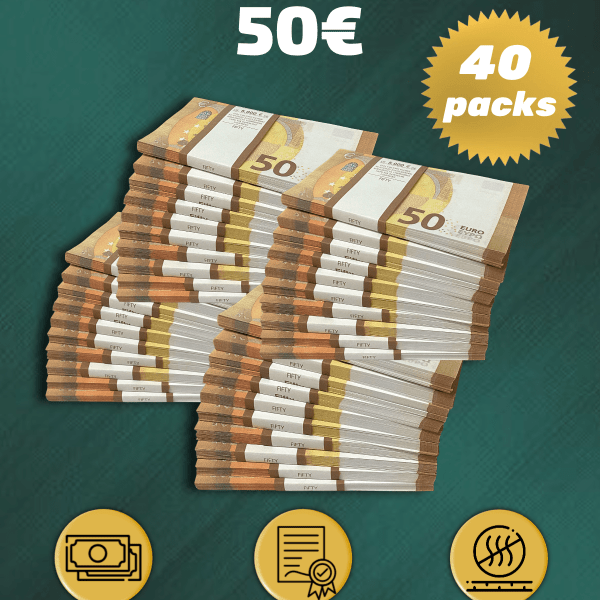 50 Euro prop money stack two-sided forty packs