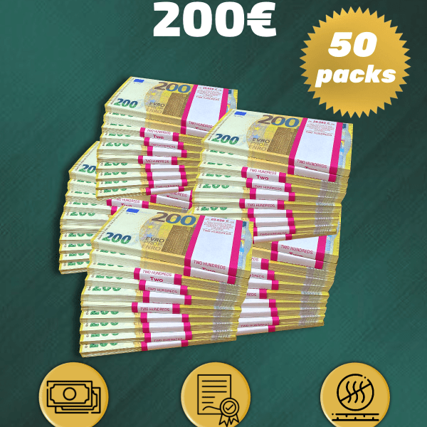 200 Euro prop money stack two-sided fifty packs