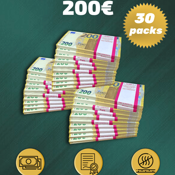200 Euro prop money stack two-sided thrity packs