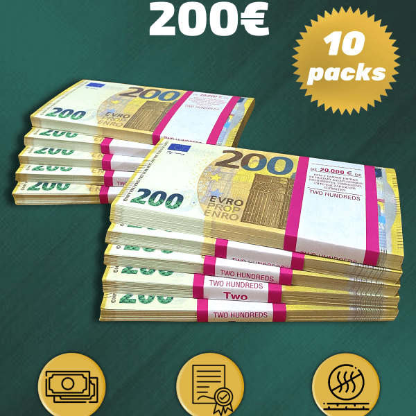 200 Euro prop money stack two-sided ten packs
