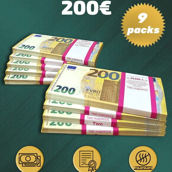 200 Euro prop money stack two-sided nine packs