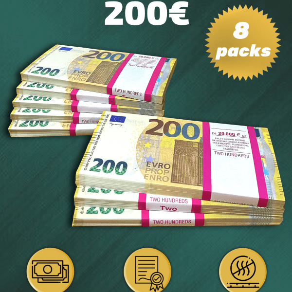 200 Euro prop money stack two-sided eight packs