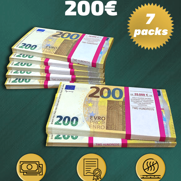 200 Euro prop money stack two-sided seven packs