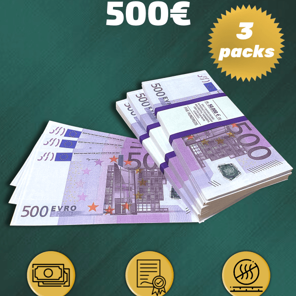 500 Euro prop money stack two-sided three packs