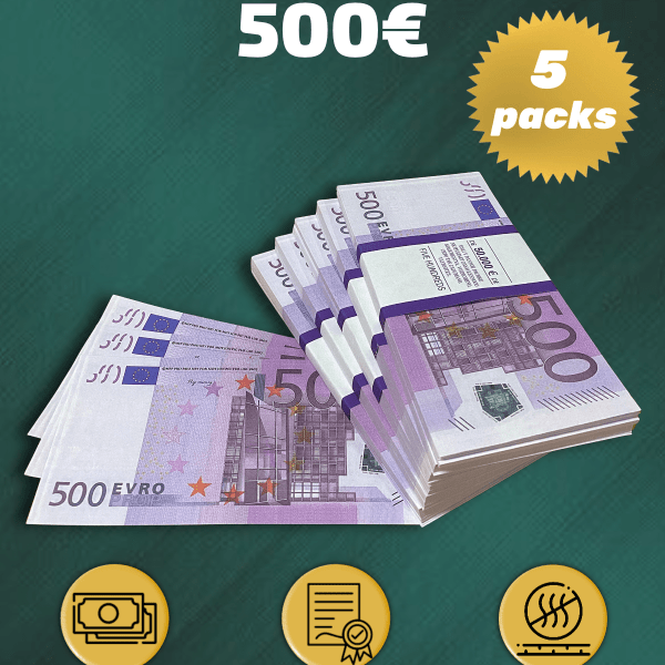 500 Euro prop money stack two-sided five packs