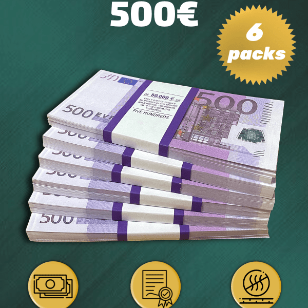 500 Euro prop money stack two-sided six packs