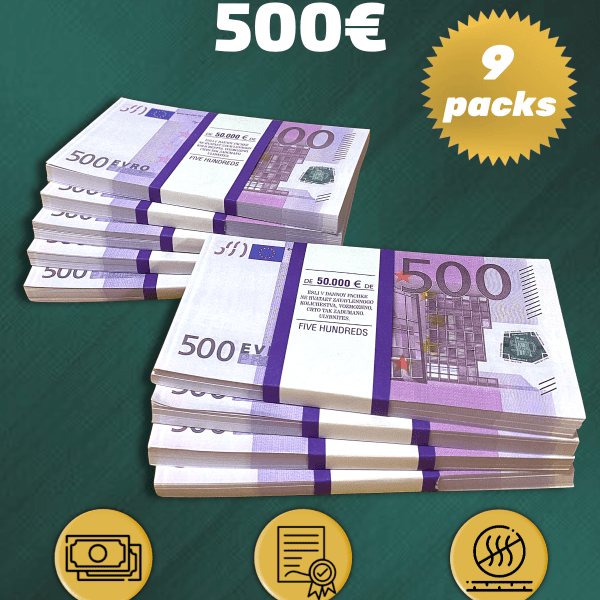 500 Euro prop money stack two-sided nine packs