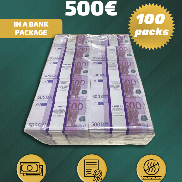 500 Euro prop money stack two-sided one hundred packs