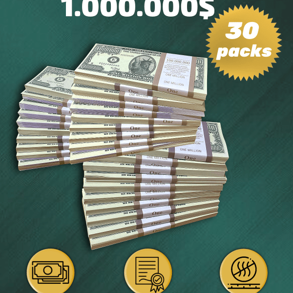 1.000.000 US Dollars prop money stack two-sided thrity packs
