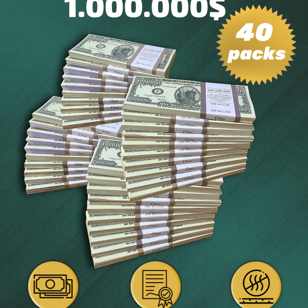 1.000.000 US Dollars prop money stack two-sided forty packs