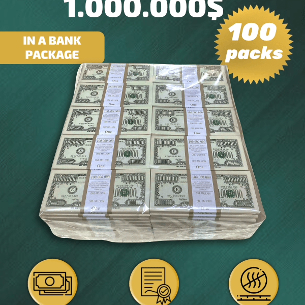 1.000.000 US Dollars prop money stack two-sided one hundred packs