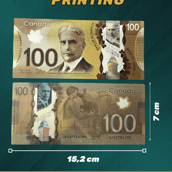 100 Canadian Dollars prop money stack two-sided two packs