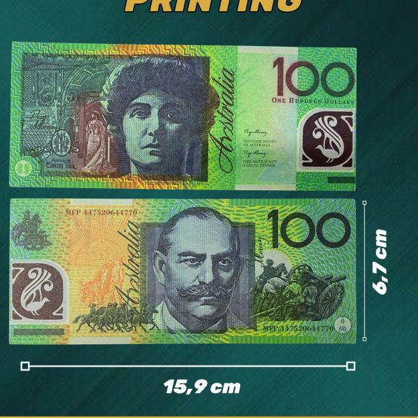 100 Australian Dollars prop money stack two-sided two hundred fifty packs