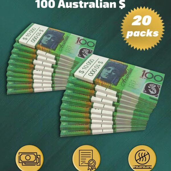 100 Australian Dollars prop money stack two-sided twenty packs