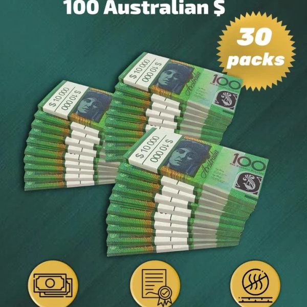 100 Australian Dollars prop money stack two-sided thirty packs