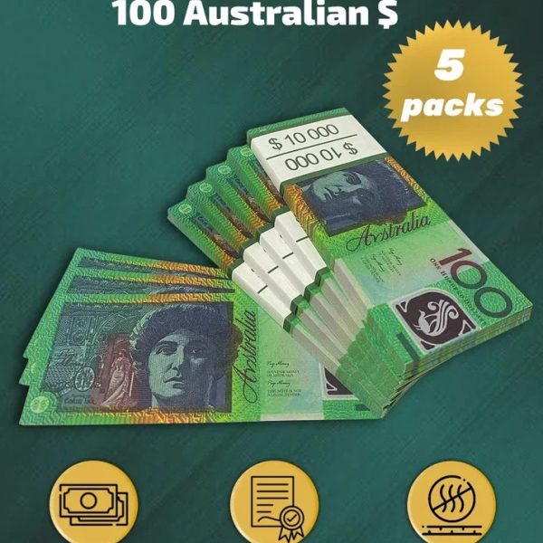 100 Australian Dollars prop money stack two-sided five packs