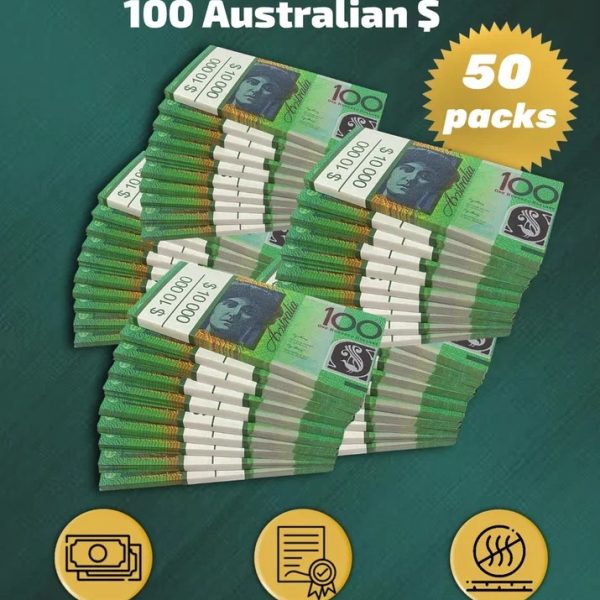 100  Australian Dollars prop money stack two-sided fifty packs