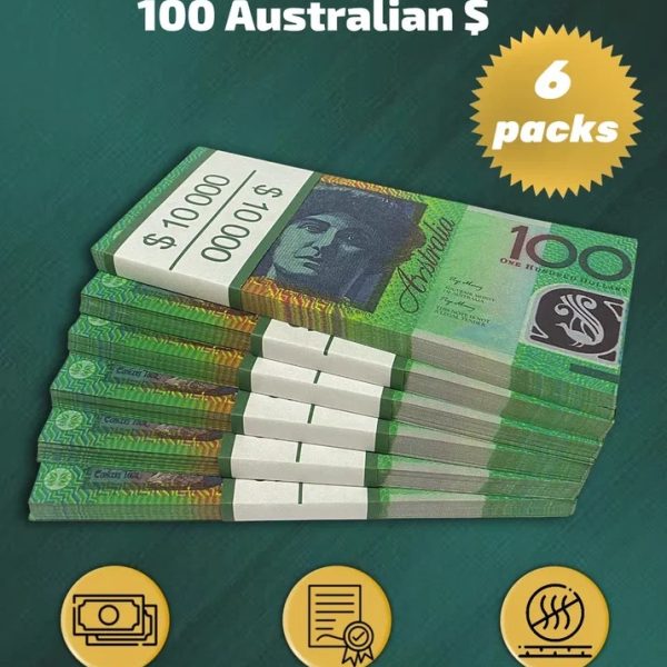 100 Australian Dollars prop money stack two-sided six packs