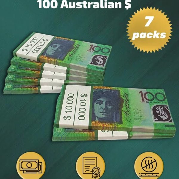 100  Australian Dollars prop money stack two-sided seven packs