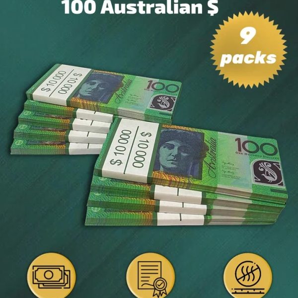 100 Australian Dollars prop money stack two-sided nine packs
