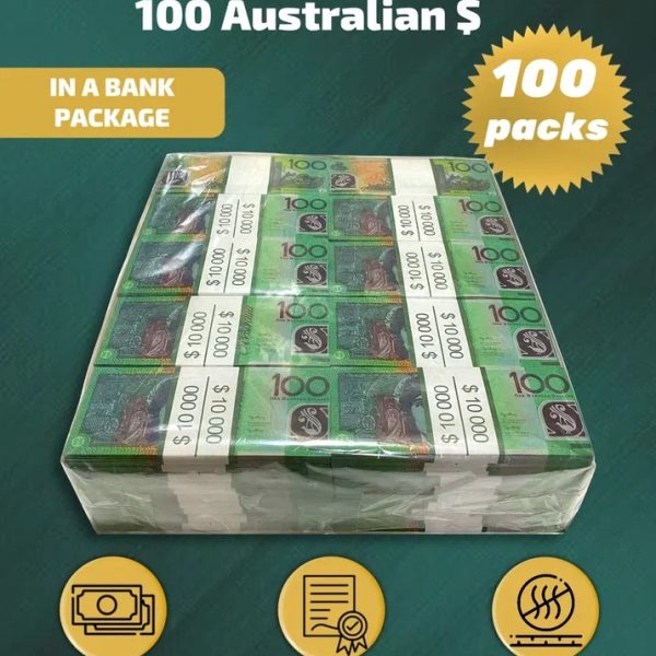 100  Australian Dollars prop money stack two-sided one hundred packs