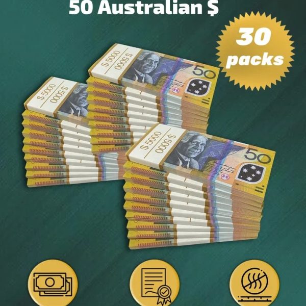 50 Australian Dollars prop money stack two-sided thirty packs